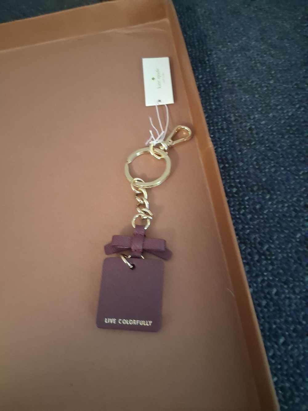 Kate Spade  Plum Leather Key & Card Holder with Bow
